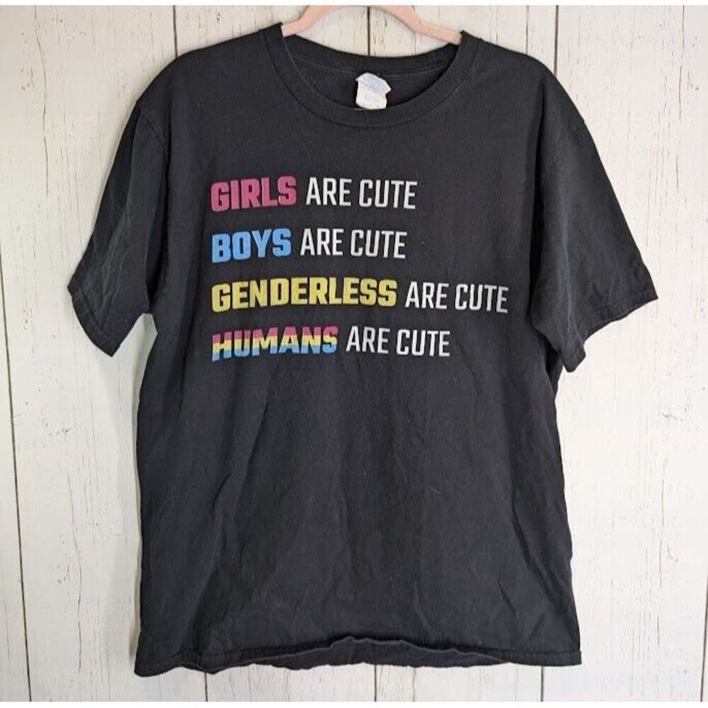 Port Company Size Large Black‎ Graphic Short Sleeve Womens Casual T Shirt